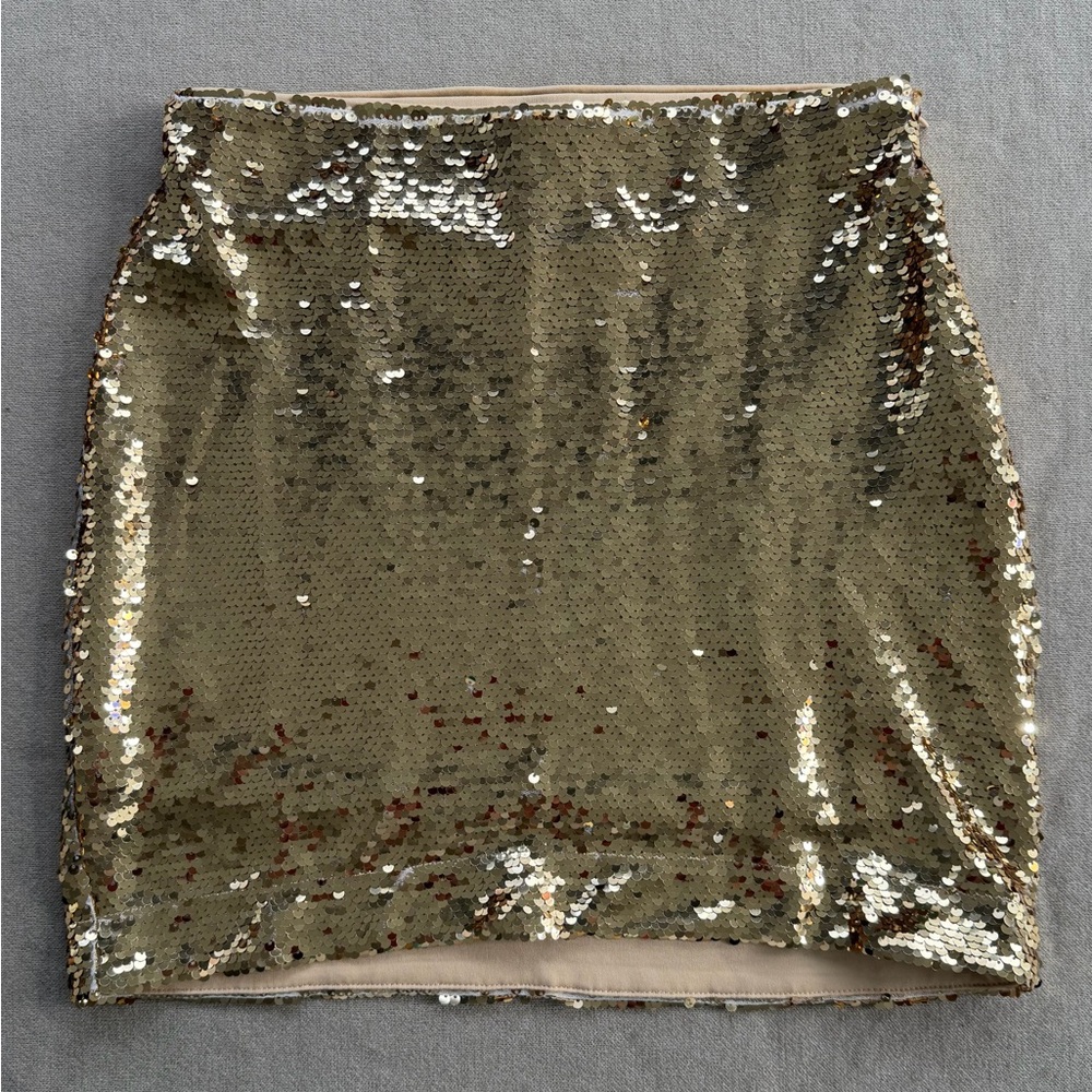 Vici Gold Sequin Mini Skirt